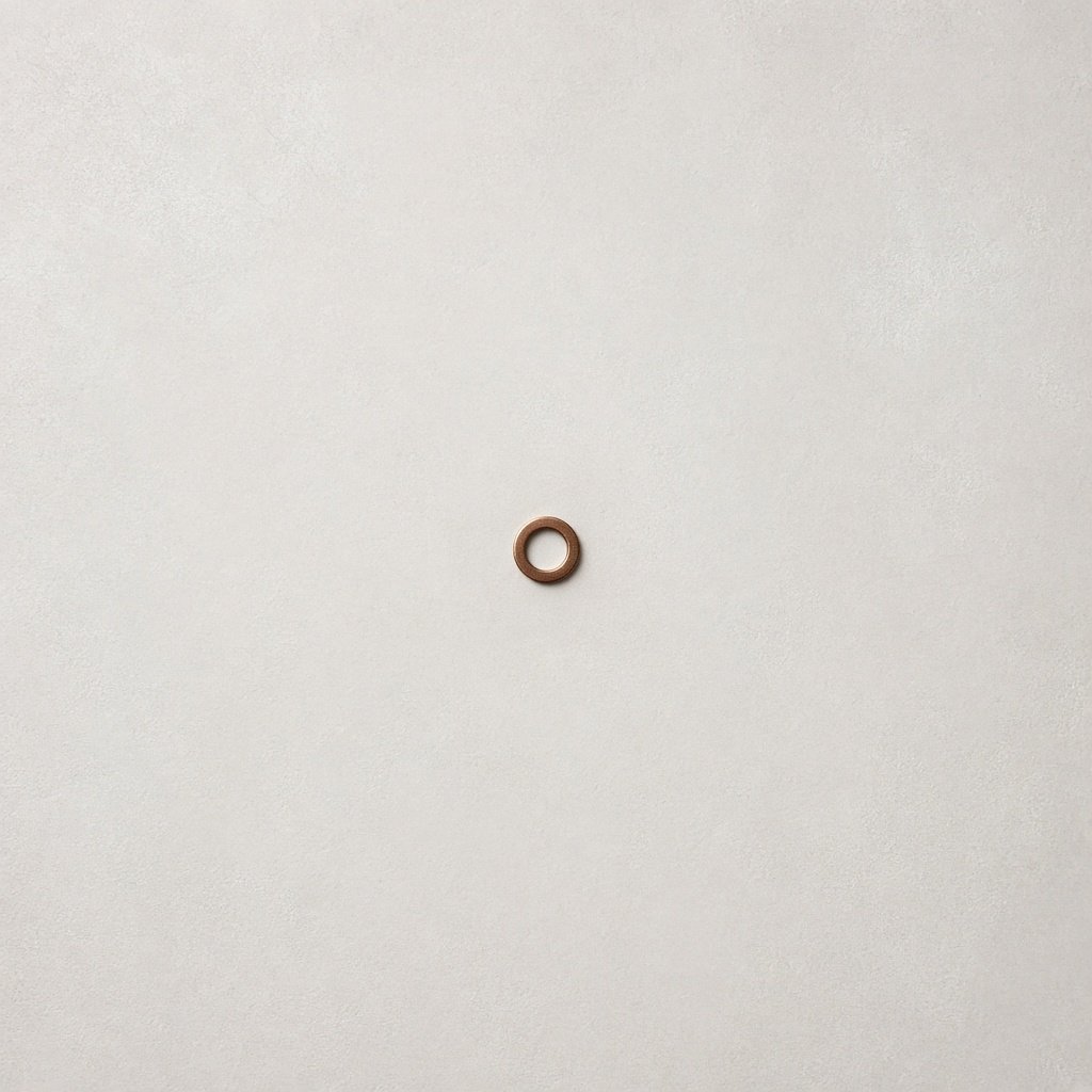 Tiny copper ring centred in a large empty field.