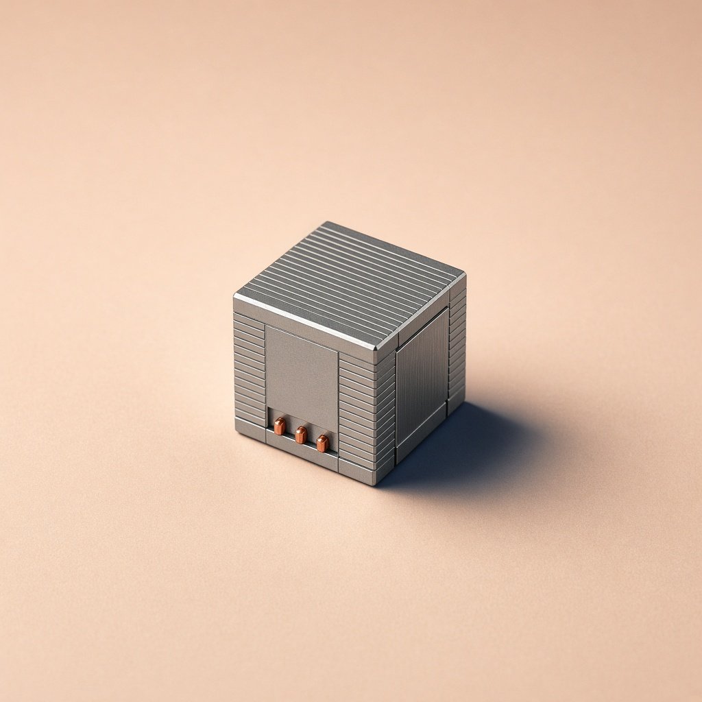 Precision-machined computational module photographed as an isolated object.